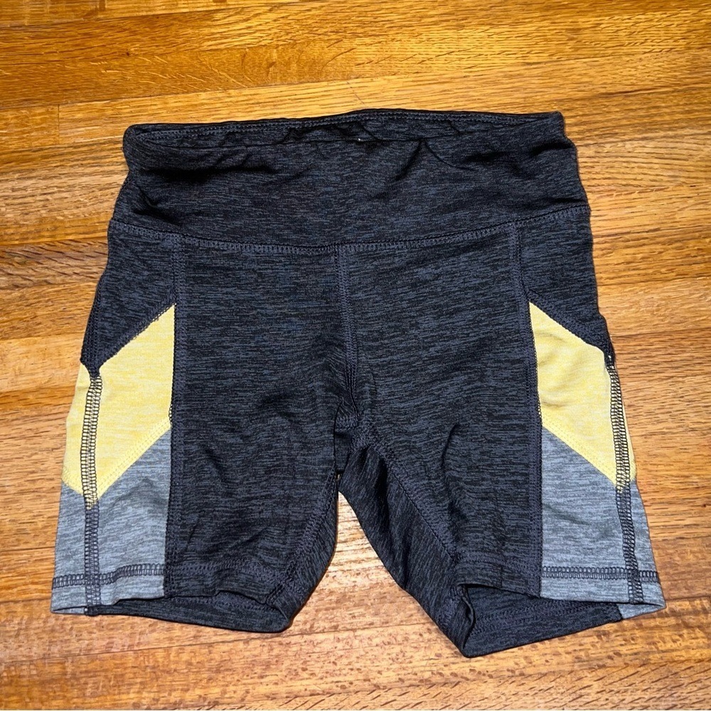 Old Navy Active Youth Girl S (6-7) Charcoal Yellow High Waist Biker Shorts